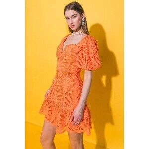 Flying Tomato Anthropologie L Dress Orange Lace Coastal Lifetime Celebrations